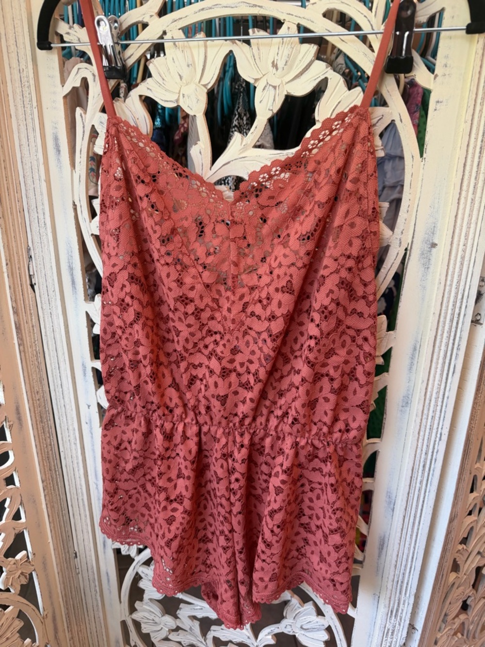 Victoria’s Secret Lace Spaghetti Strap Romper in Dusty Rose